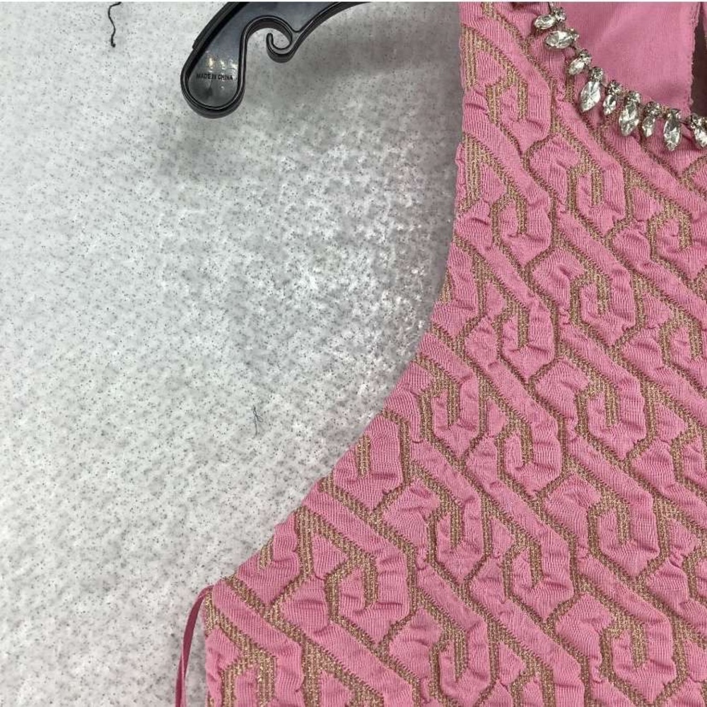 NWT ZARA Women's Pink Round Neck Sleeveless Rhinestone Bodycon Dress Sz S 💗💓 - Picture 4 of 6